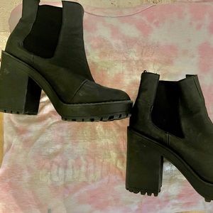 Black Chunky Platform Ankle Boots